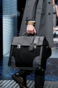 Prada Black/Grey Checkered Nylon/Leather Large Briefcase Bag