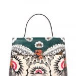 Valentino Green Multicolor Floral Printed Top Handle Bag