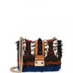 Valentino Multicolor Feather Lock Flap Mini Bag