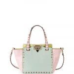 Valentino Pink/Light Green Watercolor Rockstud Tote Mini Bag