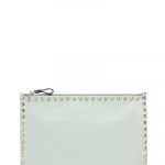 Valentino White Rockstud Zipped Pouch Bag