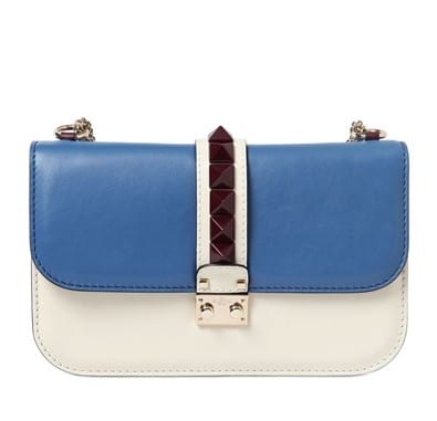 Valentino White/Blue Lock Flap Large Bag