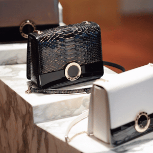 Bulgari Black Python / White Leather Signature B Bags - Fall 2015