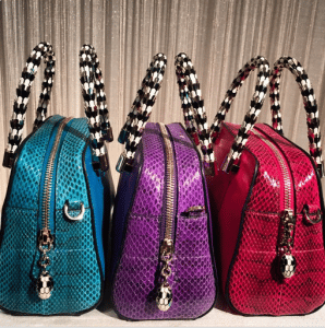 Bulgari Blue/Violet/Red Python Serpenti Top Handle Bags - Fall 2015