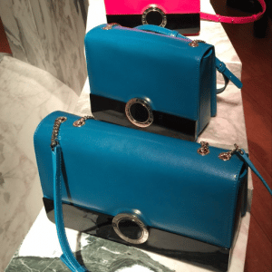 Bulgari Turquoise/Pink Signature B Bags - Fall 2015