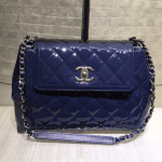 Chanel Dark Navy Blue Coco Shine Accordion Large Bag