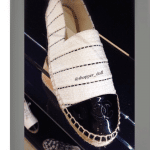 Chanel White/Black Striped Toile/Patent Espadrilles