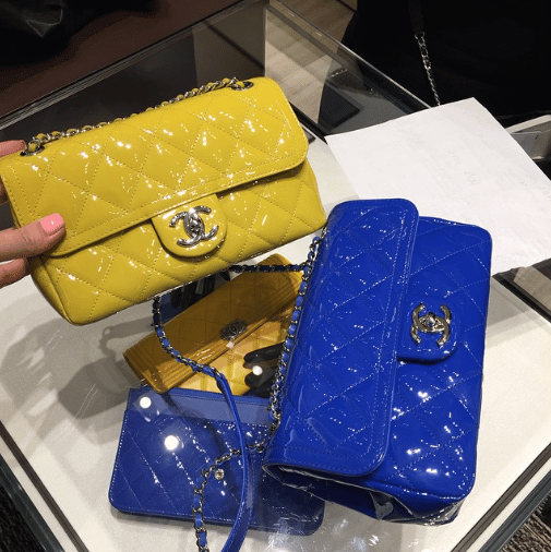Chanel Yellow/Blue Coco Shine Flap Small Bags