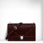 Dior Aubergine Crocodile Diorama Flap Bag