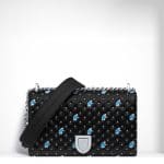 Dior Black/Blue Embroidered/Quilted Diorama Flap Bag