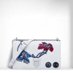 Dior White Quilted/Embroidered Diorama Flap Bag