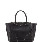 Prada Black/White City Calf Small Twin Pocket Tote Bag