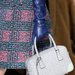 Prada Grey/White Ostrich Top Handle Bag - Fall 2015 Runway