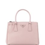 Prada Light Pink Saffiano Lux Double Zip Tote Bag