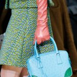 Prada Turquoise/Green Ostrich Top Handle Bag - Fall 2015 Runway