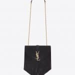Saint Laurent Black Suede Classic Monogram Fringed Satchel Small Bag
