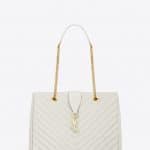 Saint Laurent Dove White Matelasse Classic Monogram Shopping Bag