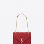 Saint Laurent Lipstick Red Matelasse Classic Monogram Satchel Medium Bag