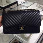 Chanel Black Chevron Flap Medium Bag