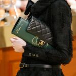 Chanel Black Flap with Green Clutch Bag - Fall 2015 Runway