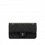 Chanel Black Velvet Calfskin Flap with Interlaced Trim Bag - Spring 2015 Act 2
