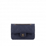 Chanel Blue Velvet Calfskin Flap with Interlaced Trim Small Bag - Spring 2015 Act 2
