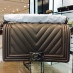 Chanel Brown Chevron Boy Old Medium Bag