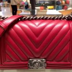 Chanel Red Chevron Old Medium Bag