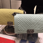 Chanel Yellow/Mint Green Chevron Medium Flap Bags