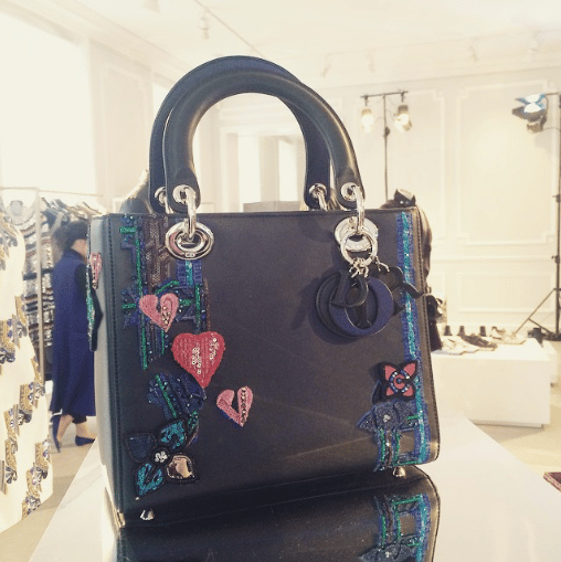 Dior Black Embellished Lady Dior Bag - Pre-Fall 2015
