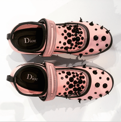 Dior Pink/Black Embellished Sneakers - Pre-Fall 2015