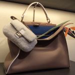 Fendi Beige Peekaboo with White Fur Micro Baguette Bag - Fall 2015