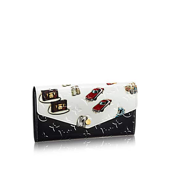 Louis Vuitton White Monogram Vernis Stickers Animation Wallet