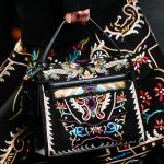 Valentino Black Multicolor Embroidered Top Handle Bag - Fall 2015 Runway