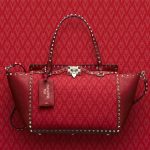 Valentino Red Viva Valentino Rockstud Medium Tote Bag