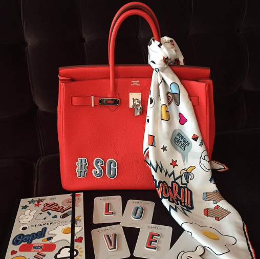 Anya Hindmarch Stickers on Hermes Birkin Bag