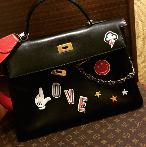 Anya Hindmarch Stickers on Hermes Kelly Bag 2