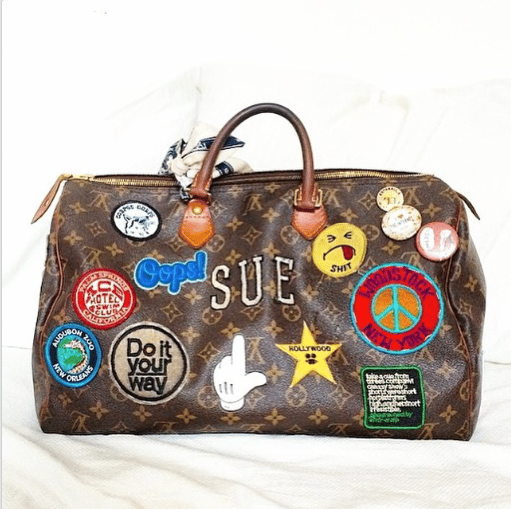 Anya Hindmarch Stickers on Louis Vuitton Speedy Bag