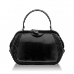 Bulgari Black Lizard with Scale Plisse Serpenti Hypnotic Top Handle Medium Bag