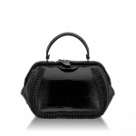 Bulgari Black Lizard with Scale Plisse Serpenti Hypnotic Top Handle Small Bag