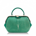 Bulgari Green Galuchat Serpenti Hypnotic Top Handle Small Bag