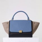 Celine Beige/Black/Blue Bullhide:Calfskin Trapeze Medium Bag