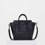 Celine Black Drummed Calfskin Nano Luggage Bag