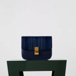 Celine Blue Medium Ostrich Box Flap Bag - Fall 2015