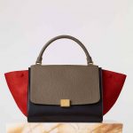 Celine Bullhide Red Tricolor Trapeze Bag - Fall 2015