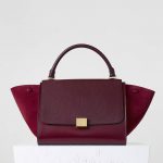 Celine Burgundy Goatskin:Suede Trapeze Medium Bag