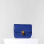 Celine Indigo Calfskin Liege Classic Box Medium Bag