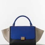 Celine Indigo/Beige/Black Elephant Calfskin Trapeze Medium Bag