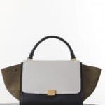 Celine Khaki/White/Black Smooth Calfskin Trapeze Medium Bag