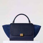 Celine Medium Trapeze Blue Suede Goatskin Bag - Fall 2015